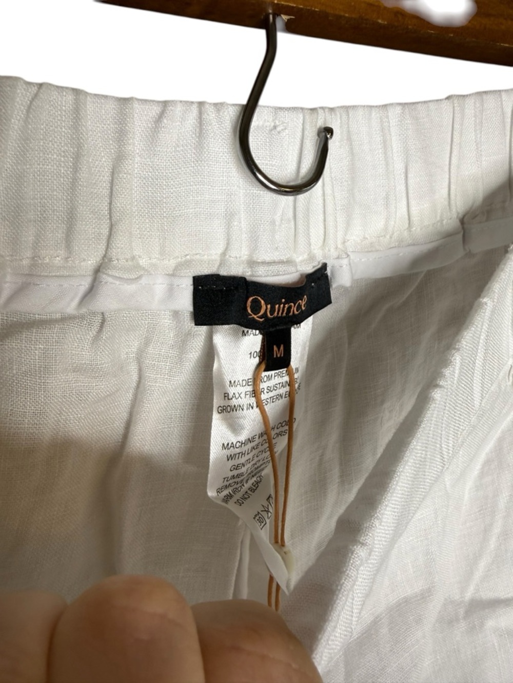 Quince 100% European Linen White Straight Leg Pull On Pants Minimalist Summer - Picture 5 of 9
